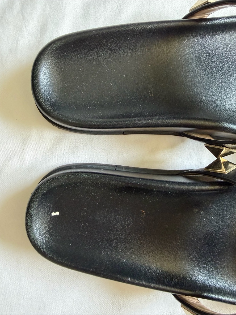 Valentino Rockstud Black Metallic Studded Double-Strap Slide Sandals 38 - Picture 4 of 16